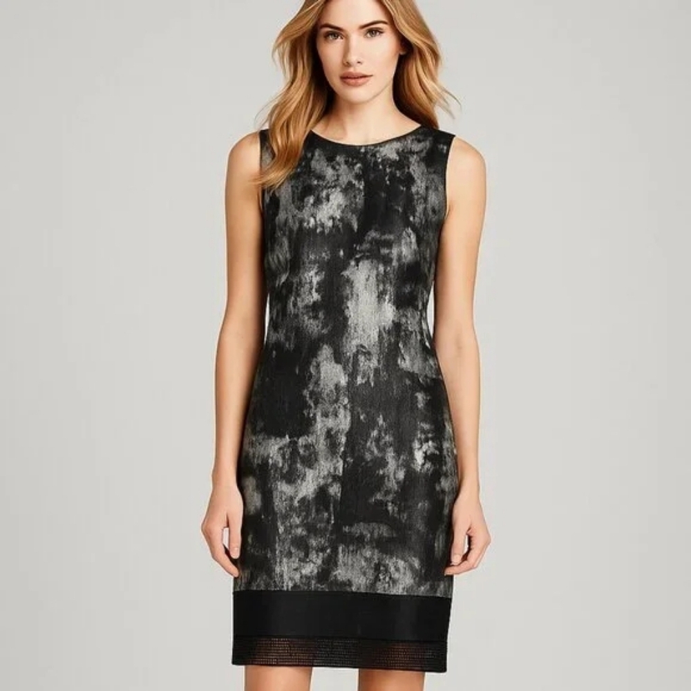 Elegant Black and Gray Sleeveless Dress